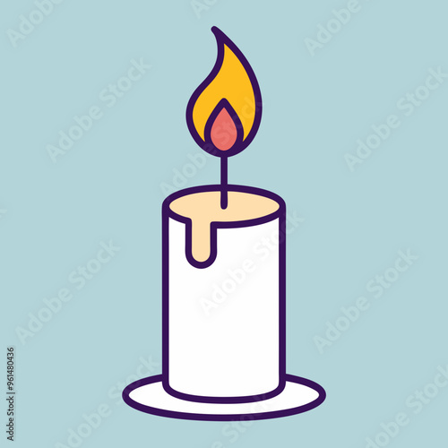 Continuous single plane drawing of burning candles