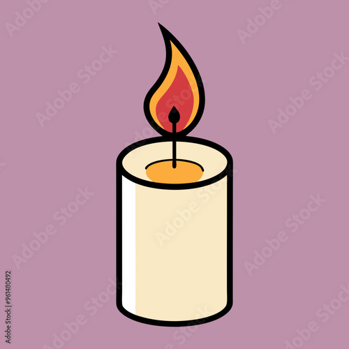 Continuous single plane drawing of burning candles