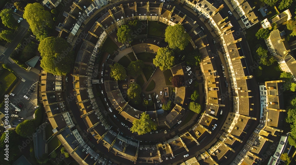 Fototapeta premium Aerial View of Circular Housing Complex