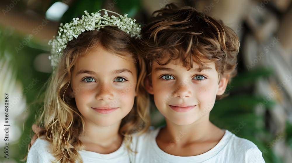 Happy Siblings Hugging Lovingly Summer Park. Happy Siblings Hugging Lovingly Summer Park.