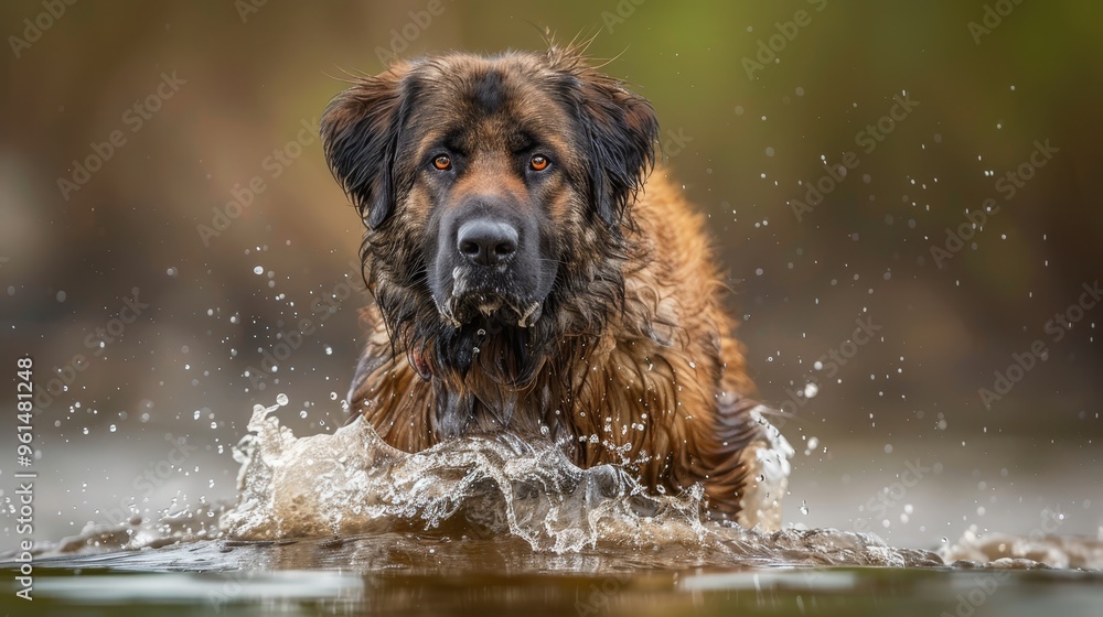 A tight shot of a dog's head emerging from water's surface A tight shot of a dog's head emerging from water's surface