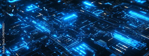 Wallpaper Mural High-Tech Blue Circuitry Background Torontodigital.ca