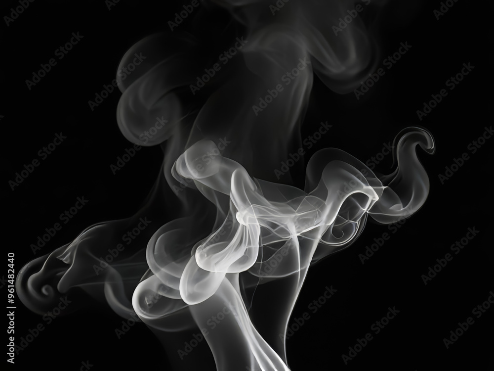 Elegant Swirls of White Smoke Against a Dark Background. Elegant Swirls of White Smoke Against a Dark Background.