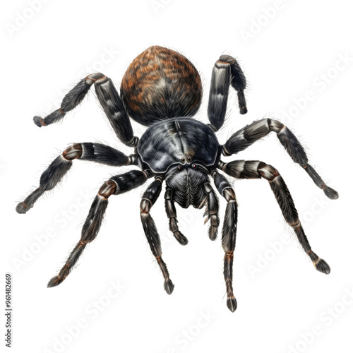 Black tarantula Isolated on a Transparent Background