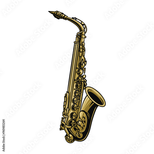 Saxophone Music Classic Vintage Design Art Illustration Decoration Element Vector