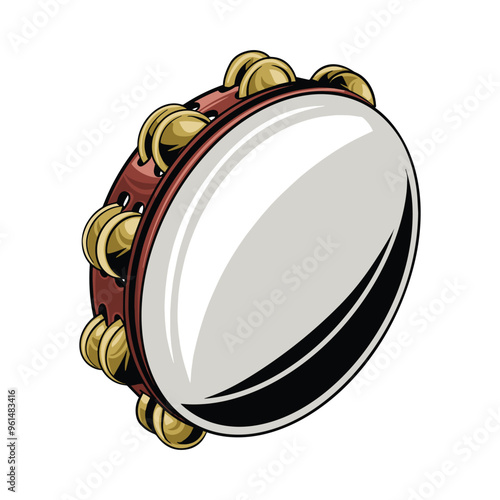 Tambourine Music Classic Vintage Design Art Illustration Decoration Element Vector