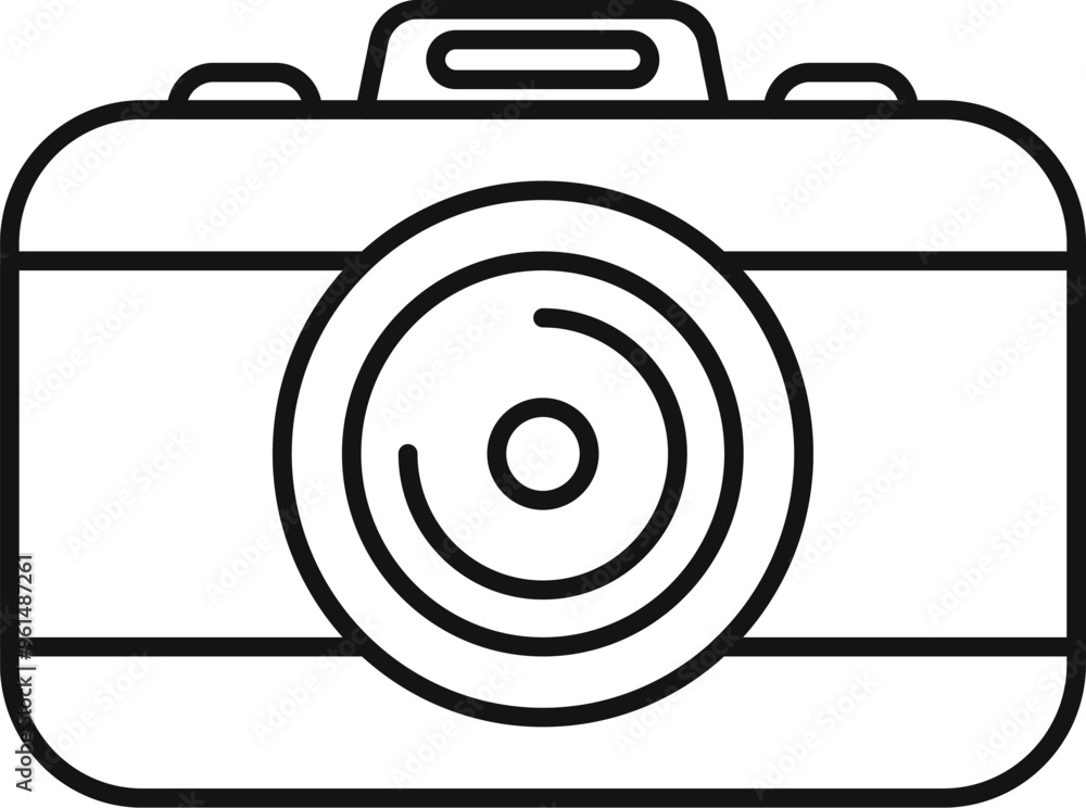 Simple line art illustration of a camera, representing photography and visual storytelling Simple line art illustration of a camera, representing photography and visual storytelling