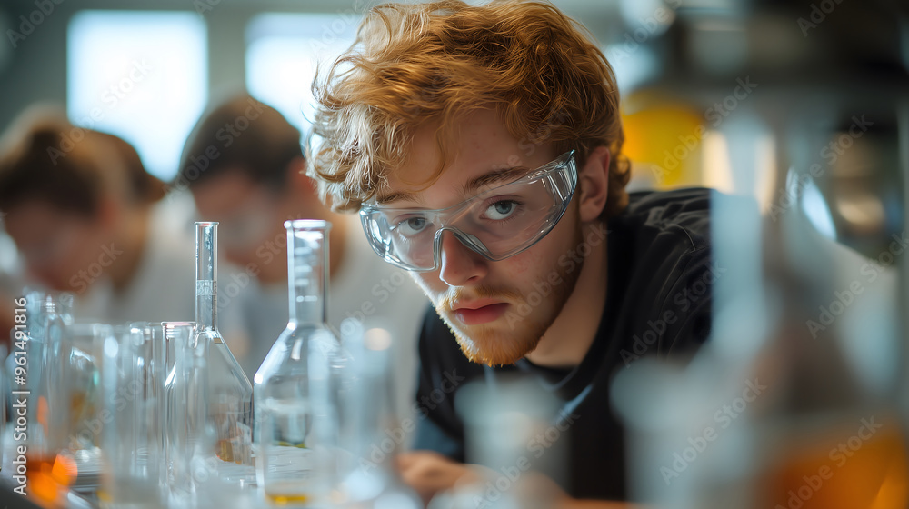 Curious Young Scientist Working on Laboratory Experiment Curious Young Scientist Working on Laboratory Experiment