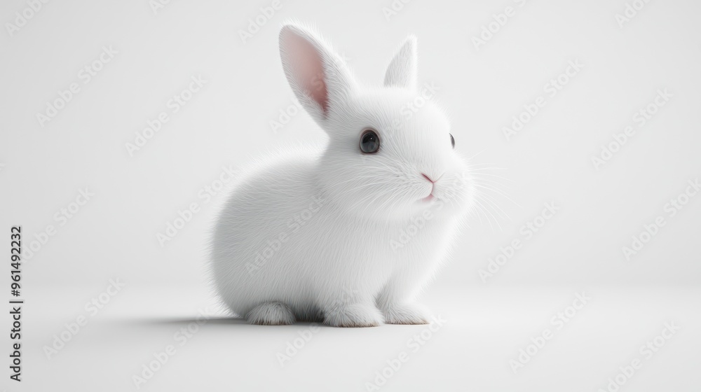 Fototapeta premium Cute rabbit animal sitting transparent background