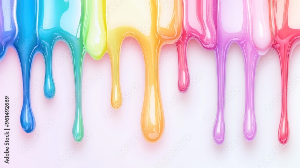 Close up pastel colorful paint dripping isolated on white background. AI generated Close up pastel colorful paint dripping isolated on white background. AI generated