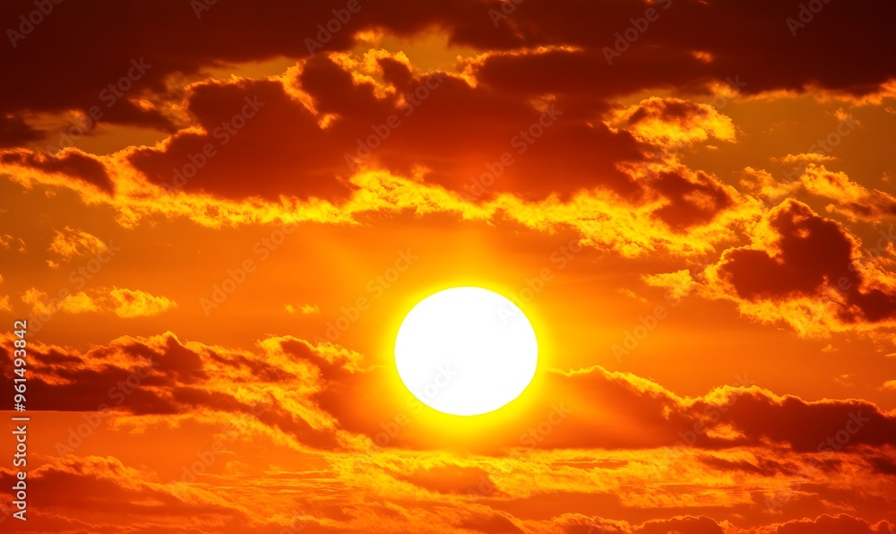 The sun rises, partially obscured by clouds, Generative AI The sun rises, partially obscured by clouds, Generative AI