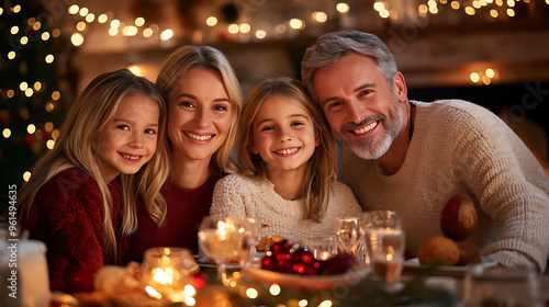 Happy Family Christmas Dinner Together