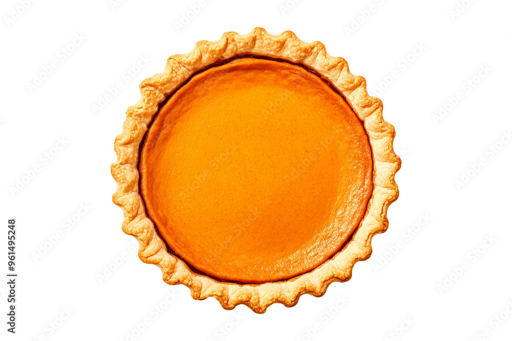 Closeup of pumpkin pie with sprinkle of cinnamon on top isolated on white background, showcasing a Halloween dessert concept Closeup of pumpkin pie with sprinkle of cinnamon on top isolated on white background, showcasing a Halloween dessert concept