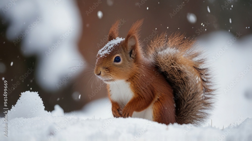 Red squirrel in the snow Red squirrel in the snow