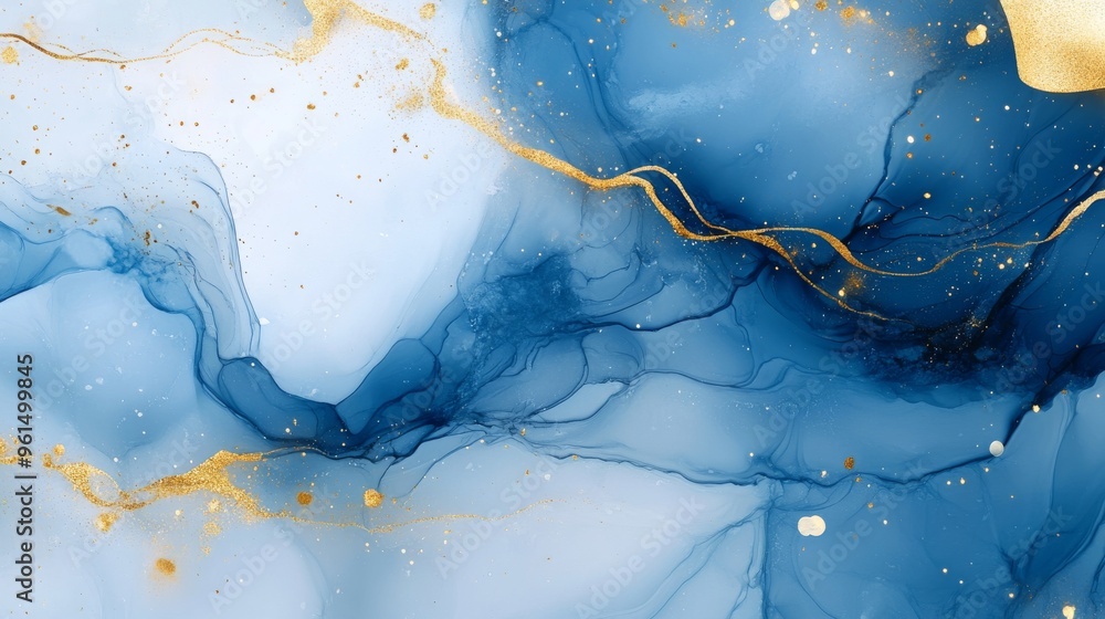 Abstract marble texture background with blue and white colors, gold glitter effect. Abstract marble texture background with blue and white colors, gold glitter effect.