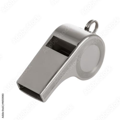 Plastic Whistle Isolated on White Background photo