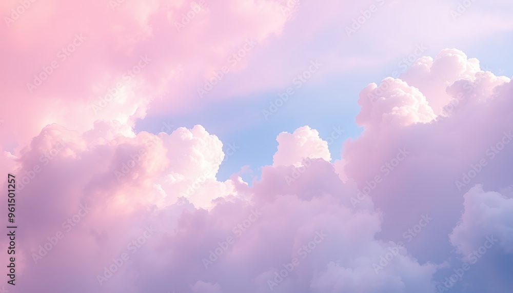 Soft pink blue clouds fill the sky nature cloudscape background Soft pink blue clouds fill the sky nature cloudscape background