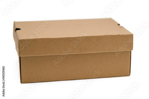 Closed Brown Eco-Friendly Box Isolated on White Background