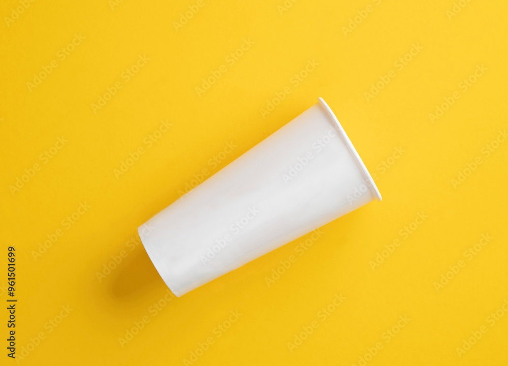 paper cup mock up on yellow background paper cup mock up on yellow background