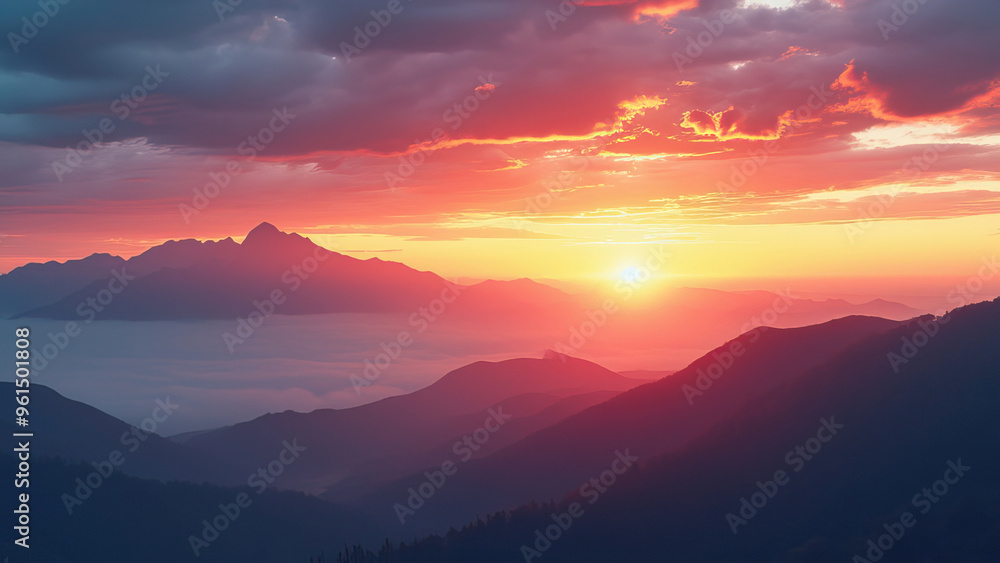 breathtaking view of natural mountain landscape sunrise with vibrant pink orange hues sky breathtaking view of natural mountain landscape sunrise with vibrant pink orange hues sky