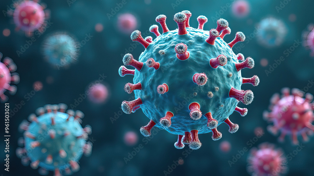Close-up of virus microscopic organism that causes illness medical science biology Close-up of virus microscopic organism that causes illness medical science biology