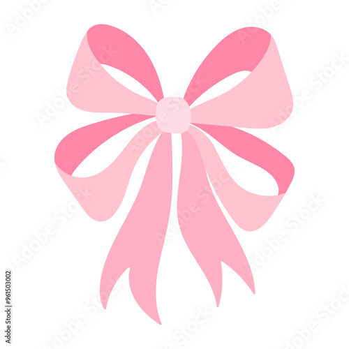 A pink ribbon with a bow is drawn on a white background. The ribbon is drawn in a way that it looks like it is being tied, and it is pink in color