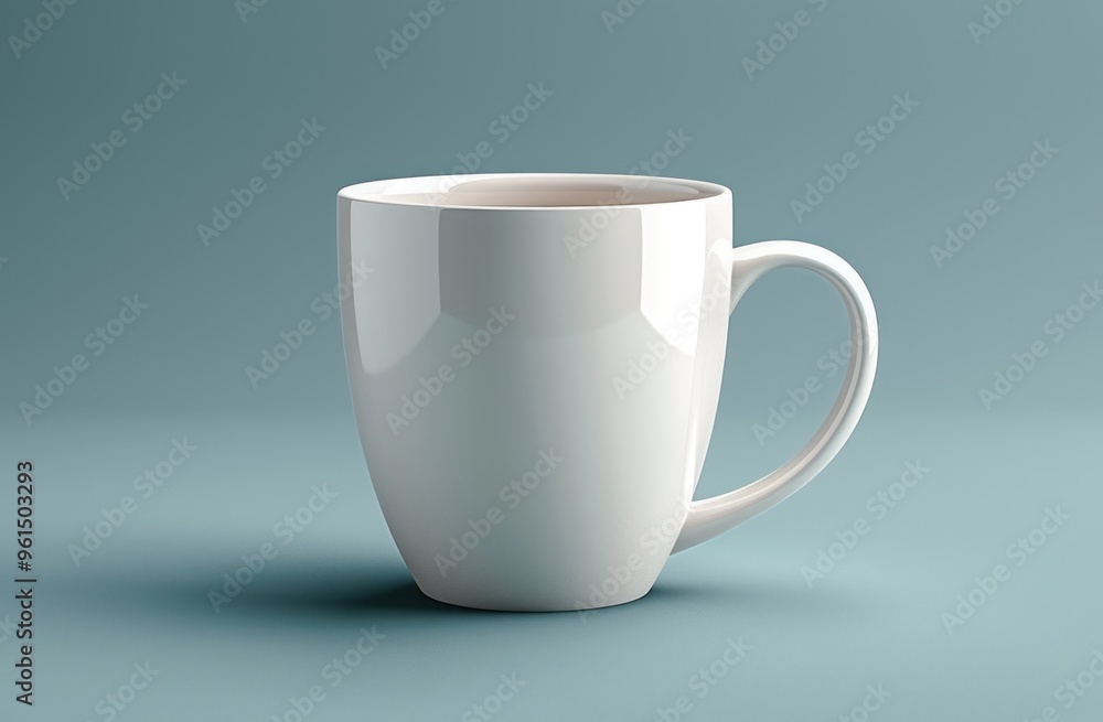 Simple White Mug on Blue Background Simple White Mug on Blue Background