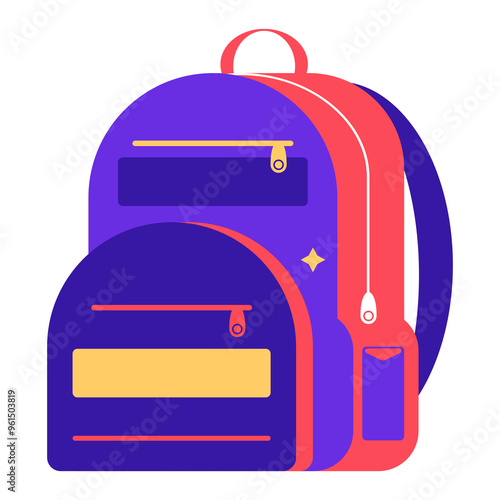 2D and 3D Isometric School Bag Illustrations with Various Modern Designs - Vector Backpack for Creative Projects, Posters, Social Media, and Presentations