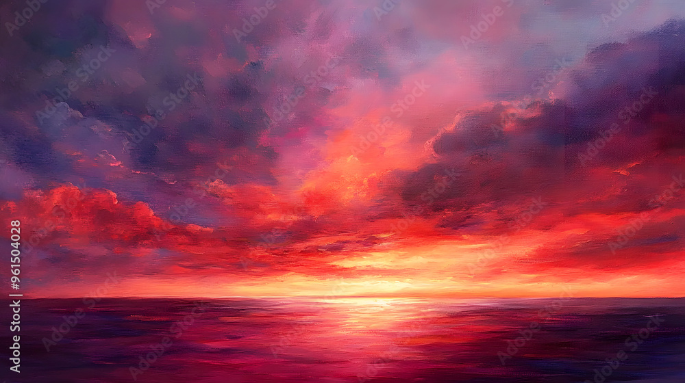 Magenta hues blend into the sunset, creating a captivating evening sky Magenta hues blend into the sunset, creating a captivating evening sky