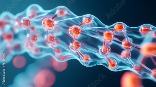 Muscle cell membrane, sarcolemma with ion channels, cellular function, 3D illustration photo