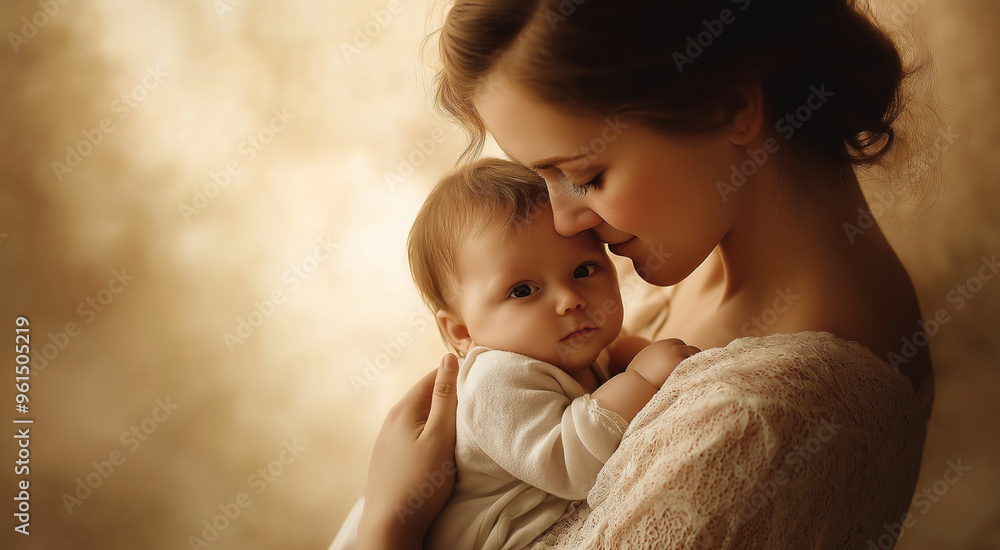 a mother gently holding her baby a mother gently holding her baby