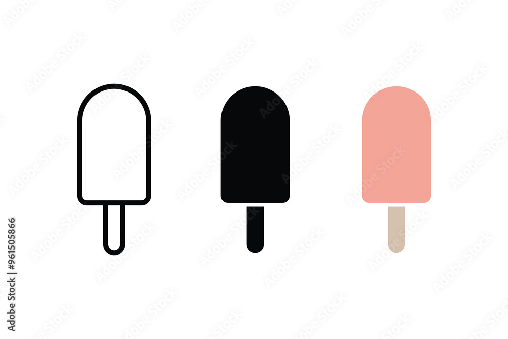 Popsicle ice cream icon symbol. Ice cream with stick vector. Ice lolly dessert icon set. Popsicle ice cream icon symbol. Ice cream with stick vector. Ice lolly dessert icon set.