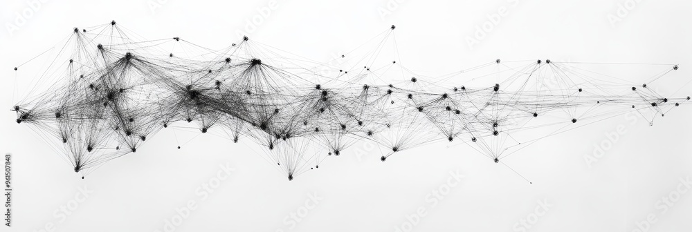 Obraz premium Abstract image of a network connection represented by fine lines and dots, symbolizing interconnectedness, communication, data flow, technology, and collaboration.