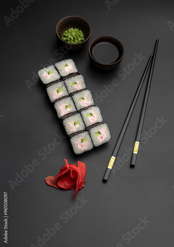 hoso maki with philadelphia and masago photo