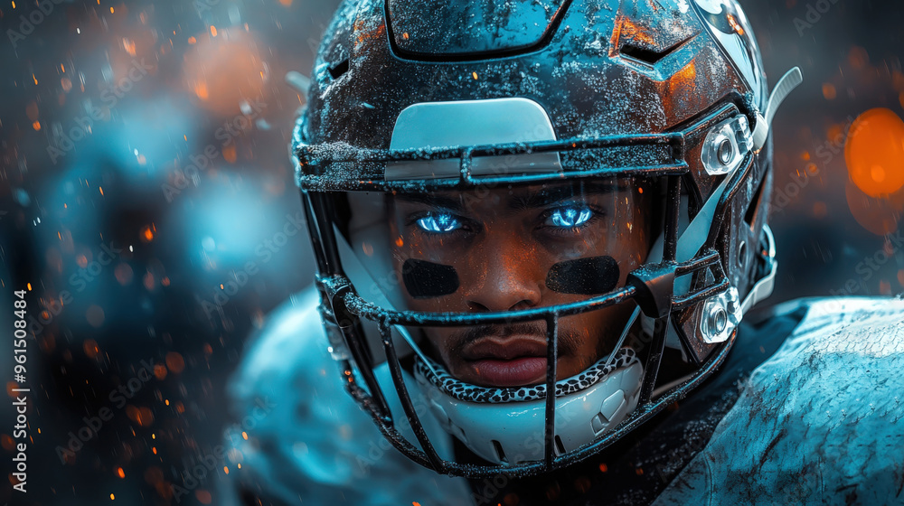 A focused player braves the snowy field, demonstrating skill and determination in the game A focused player braves the snowy field, demonstrating skill and determination in the game