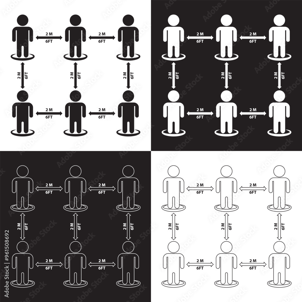 Social distance icon vector. social distancing icon. self quarantine sign. Isolated on black and white background. Vector Illustration. EPS 10 Social distance icon vector. social distancing icon. self quarantine sign. Isolated on black and white background. Vector Illustration. EPS 10