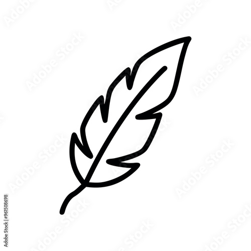 A feather line art, Outline, design template with white background