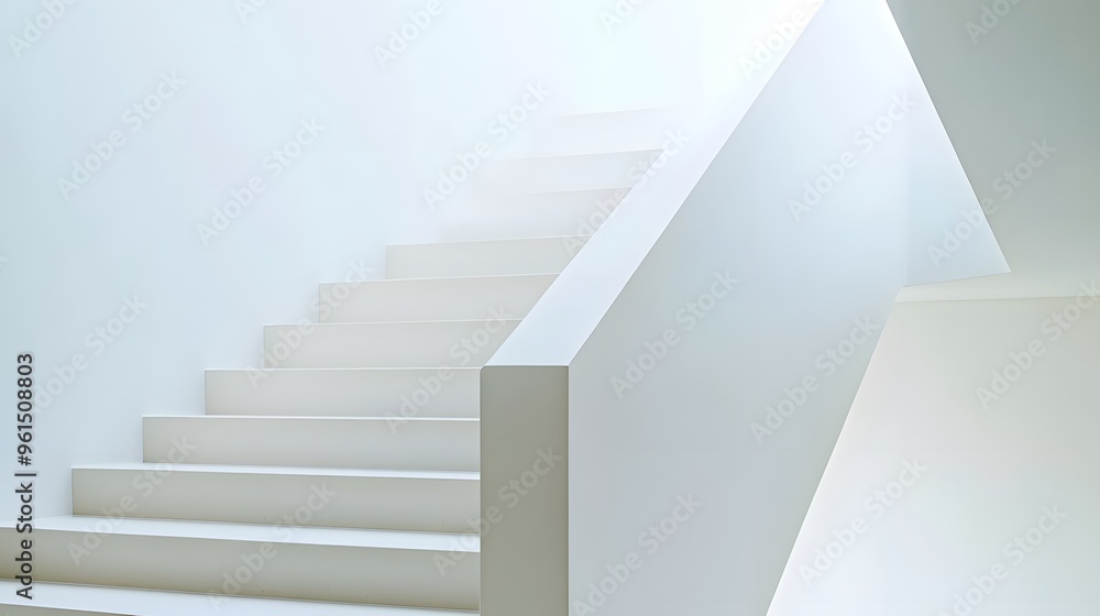 A close-up of a modern, minimalistic staircase with clean lines and simple shapes A close-up of a modern, minimalistic staircase with clean lines and simple shapes