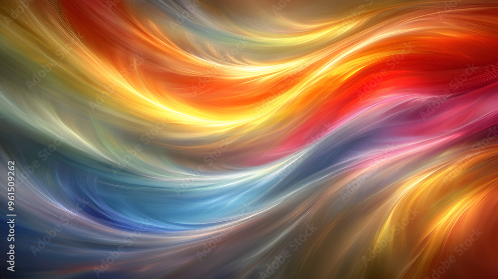 Obraz premium Vibrant swirling colors create a fluid abstract pattern reminiscent of a sunset or sunrise in a dynamic artistic composition