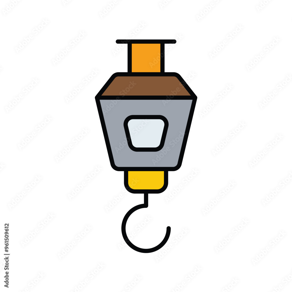 crane hook color line icon with white background vector stock illustration crane hook color line icon with white background vector stock illustration