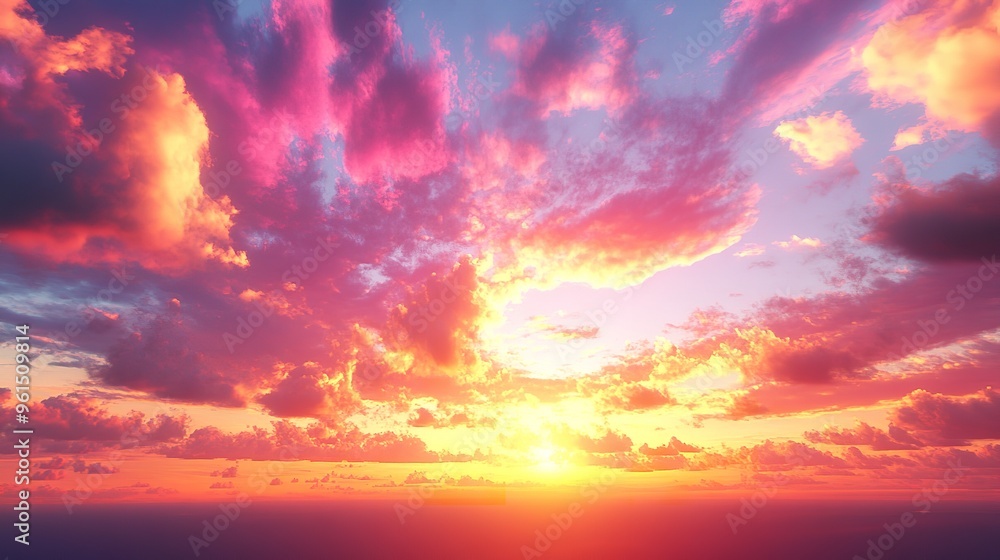 Sunset Sky Clouds in the evening with Red, Orange, Yellow and purple sunlight on Golden hour after sundown, Romantic sky in summer on Dusk Twilight Sunset Sky Clouds in the evening with Red, Orange, Yellow and purple sunlight on Golden hour after sundown, Romantic sky in summer on Dusk Twilight