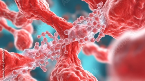 T-tubules and sarcolemma interaction, signal propagation in muscle cells, 3D illustration photo