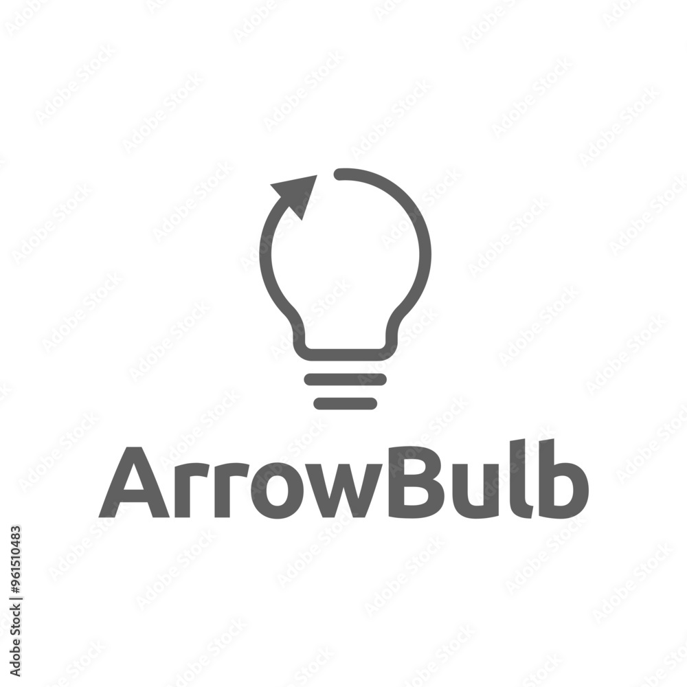 Simple electrical bulb with arrow symbol logo. Simple electrical bulb with arrow symbol logo.
