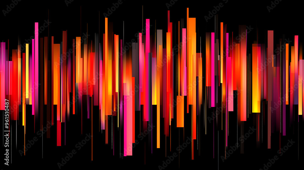 Colorful vertical lines create a vibrant abstract pattern with shades of red, orange, and pink on a black background Colorful vertical lines create a vibrant abstract pattern with shades of red, orange, and pink on a black background