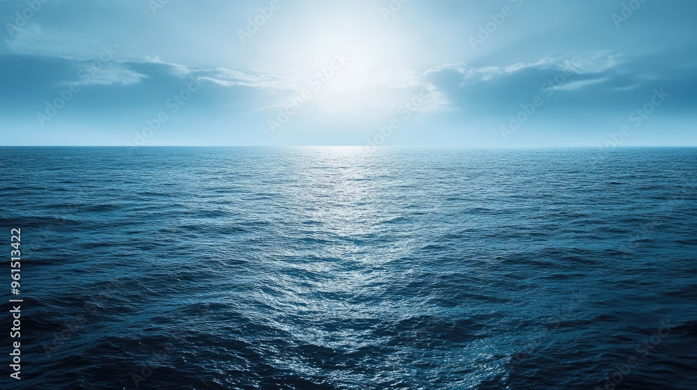 Obraz premium Blue horizon over the ocean, evoking feelings of peace and infinity.
