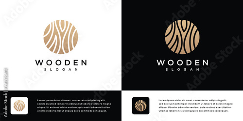 Wood grain texture vector logo design