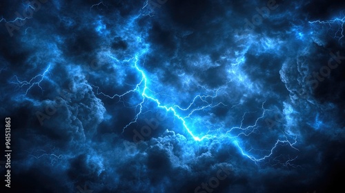 Wallpaper Mural Blue lightning bolts against a dark sky, symbolizing power and energy. Torontodigital.ca