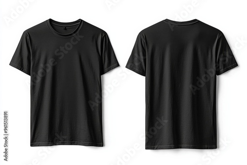 Black Tshirt Mockup Front and Back Isolated created with Generative AI