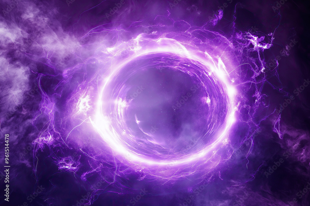 A vibrant, purple energy ring in a mysterious, otherworldly space environment A vibrant, purple energy ring in a mysterious, otherworldly space environment