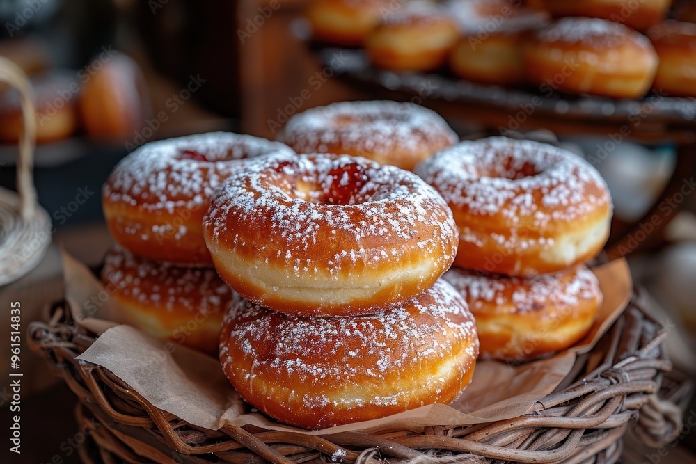 Poland: Paczki Round, deep-fried doughnuts filled with jam or custard, dusted with powdered sugar. Poland: Paczki Round, deep-fried doughnuts filled with jam or custard, dusted with powdered sugar.